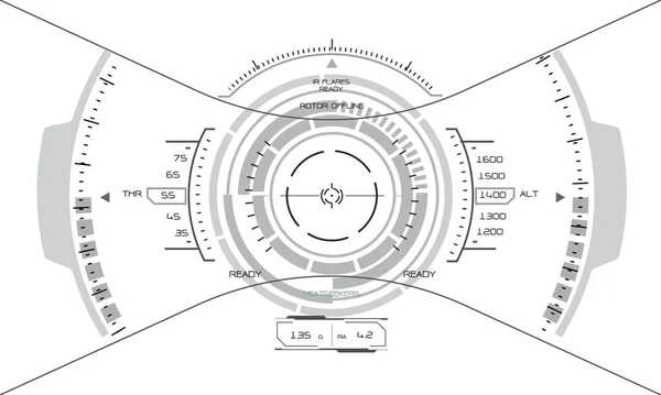 Hud Sci Интерфейс Экран Монохромный Взгляд Дизайн Виртуальной Реальности Футуристические — стоковый вектор