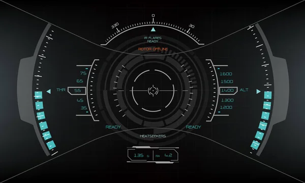 Hud科幻界面屏幕蓝灰色视图设计虚拟现实未来技术显示向量 — 图库矢量图片