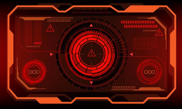 Hud Sci Fiインターフェース画面赤い危険警告表示デザイン仮想現実未来技術表示ベクトル — ストックベクタ
