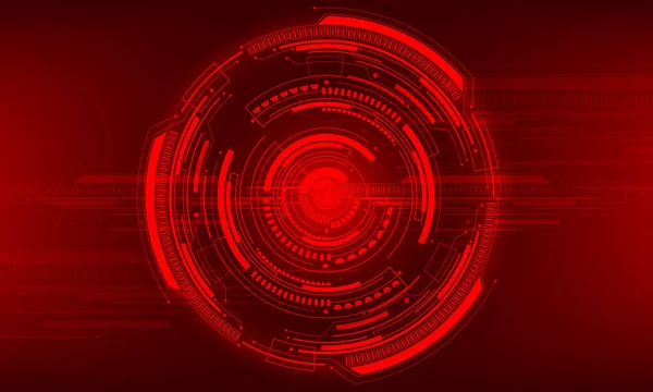 Roter Kreis Schaltung Hud Futuristische Technologie Energie Macht Computer Ultramodernes — Stockvektor