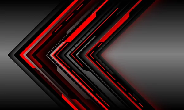 Abstrait Noir Flèche Rouge Lumière Cyber Circuit Ombre Direction Géométrique — Image vectorielle