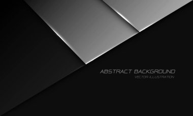 Siyah metalik geometrik üzerinde soyut gümüş ve basit metin tasarımı modern lüks fütüristik arka plan vektörü