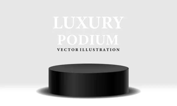 Realistic Black Cylinder Room Pedestal Podium Minimal Scene Product Display — Stock Vector