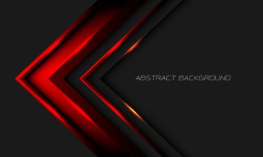 Gri üzerine soyut kırmızı metalik ok yönü geometrik ve boş alan tasarımı modern fütüristik arkaplan vektörü