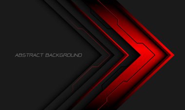 Soyut kırmızı metalik ok, gri üzerine siber yön geometrik ve boş alan tasarımı modern fütüristik arkaplan vektörü