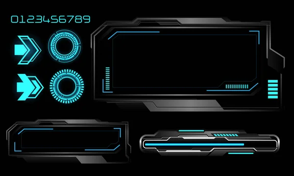 Vector Tecnología Futurista Cyber Hud Monitor Tablero Azul Neón Estado — Vector de stock