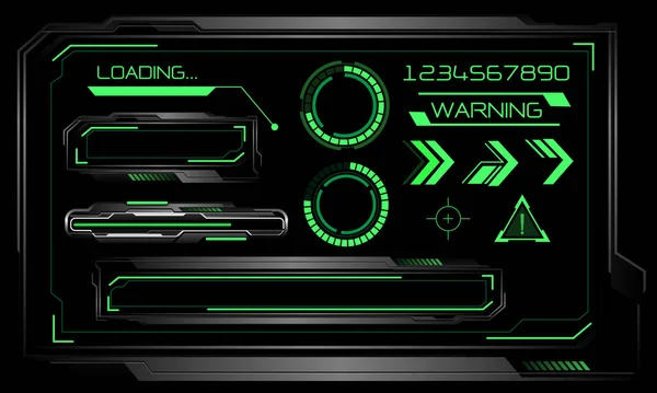 Vetor Tecnologia Futurista Cyber Hud Painel Monitor Neon Verde Luz — Vetor de Stock