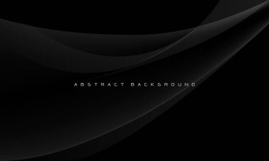 Boş uzay tasarımı modern yaratıcı arkaplan vektörü ile siyah üzerine soyut gri eğri fütürisi