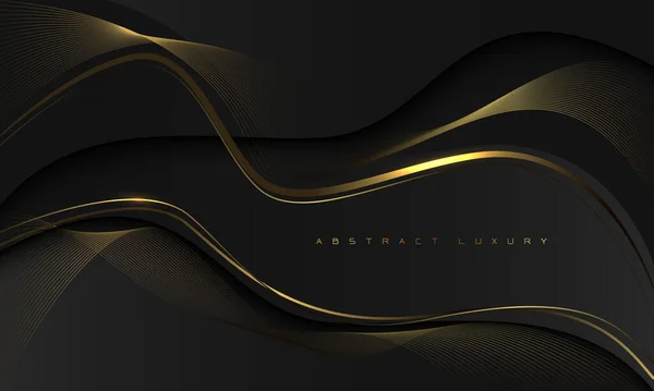 Abstracto Negro Línea Oro Oscuro Diseño Curva Geométrica Premium Lujo — Archivo Imágenes Vectoriales