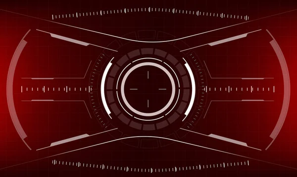 HudのSfインターフェイス スクリーン赤い危険の眺めの設計仮想現実未来的な技術の表示ベクトル — ストックベクタ
