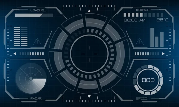 Hud Sci Interface Écran Bleu Design Réalité Virtuelle Futuriste Technologie — Image vectorielle