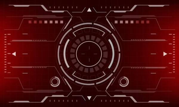 HudのSfインターフェイス赤いスクリーン ビューの設計仮想現実未来技術の表示ベクトル — ストックベクタ