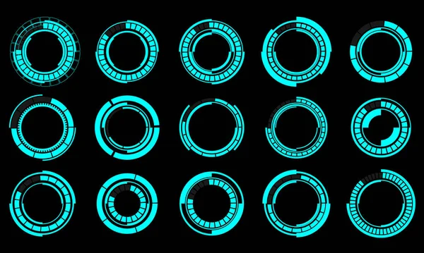 Set Van Sci Blauwe Cirkel User Interface Elementen Technologie Futuristisch — Stockvector