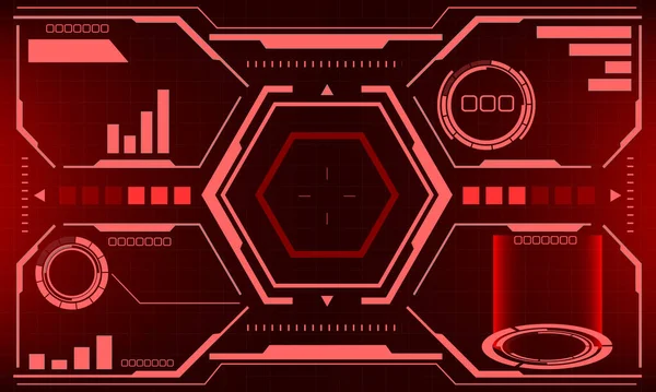 Hud Sci Schnittstelle Bildschirm Ansicht Rot Design Virtuelle Realität Futuristische — Stockvektor