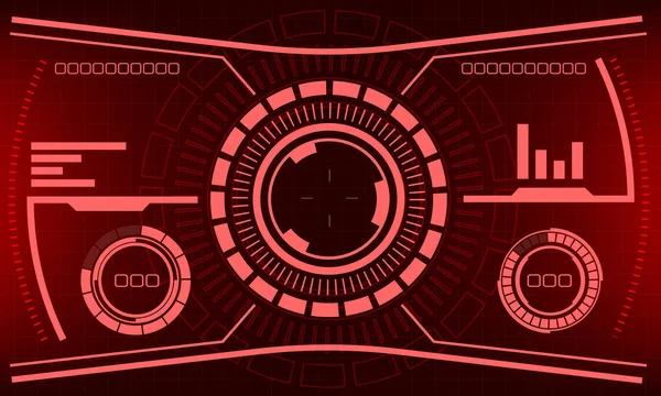 Hud Sci Interfejs Ekran Widok Czerwony Projekt Wirtualna Rzeczywistość Futurystyczny — Wektor stockowy