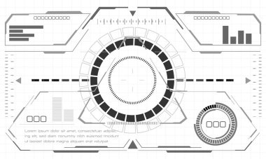 HUD bilim kurgu arayüzü tek renkli ekran görünümü sanal gerçeklik teknolojisi görüntüleme vektörü