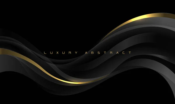 Línea Oro Onda Curva Gris Abstracta Lujo Diseño Negro Moderno — Archivo Imágenes Vectoriales