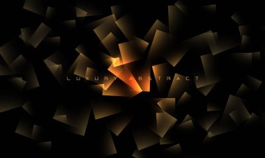 Siyah tasarım modern yaratıcı arka plan vektörü üzerinde soyut altın kare geometrik örtüşme