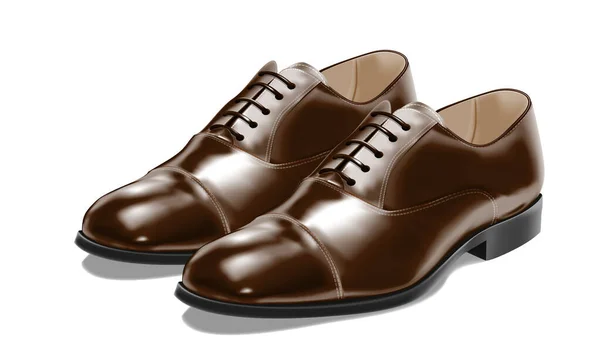 Vetor Realista Sapatos Couro Marrom Luxo Para Homens Fundo Branco — Vetor de Stock