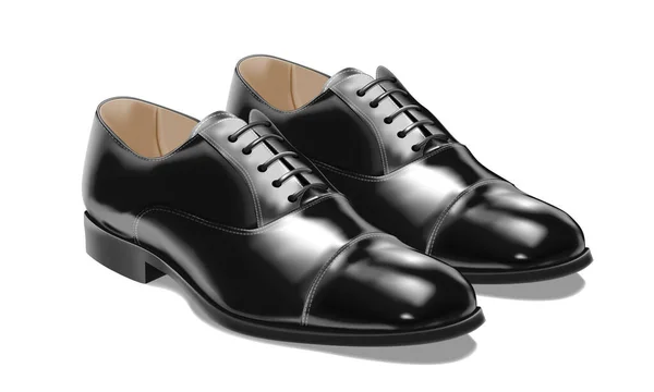 Vetor Realista Sapatos Couro Preto Luxo Para Homens Fundo Branco —  Vetores de Stock