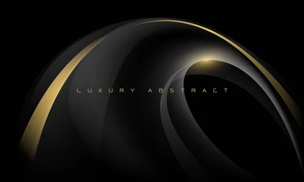 Absztrakt Szürke Arany Görbe Hullám Átfedés Luxus Fekete Design Modern — Stock Vector