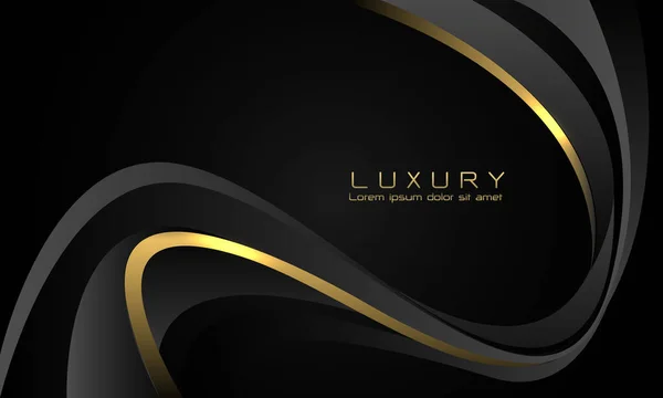 Abstrakte Schwarze Kurve Goldlinie Band Luxus Design Modernen Kreativen Hintergrund — Stockvektor