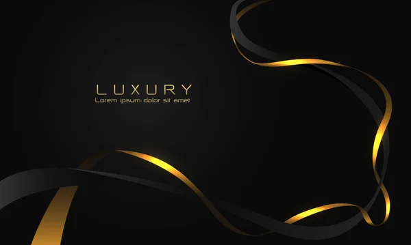 Absztrakt Fekete Görbe Arany Vonal Szalag Luxus Design Modern Kreatív — Stock Vector