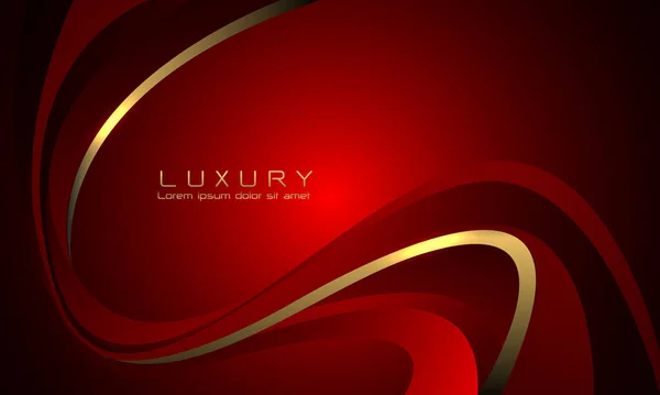 Curva Vermelha Abstrata Linha Ouro Fita Design Luxo Moderno Vetor — Vetor de Stock