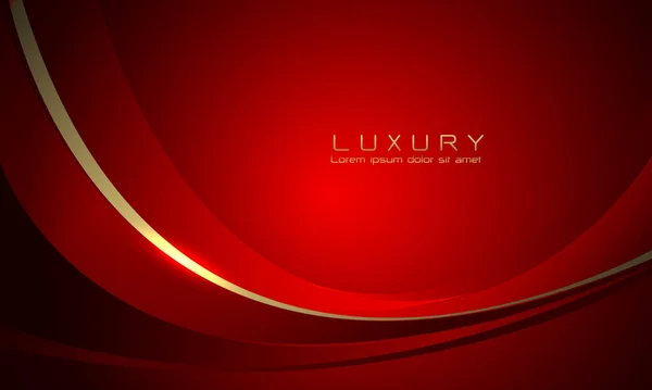 Absztrakt Piros Görbe Arany Vonal Szalag Luxus Design Modern Kreatív — Stock Vector