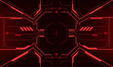 HUD sci-fi interface screen view red danger geometric design virtual reality futuristic technology creative display vector clipart