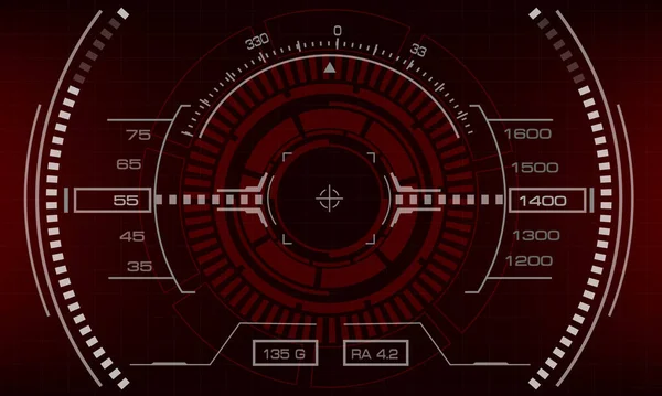 Hud科幻界面屏幕视图红色危险几何设计虚拟现实面向未来技术创意显示向量 — 图库矢量图片