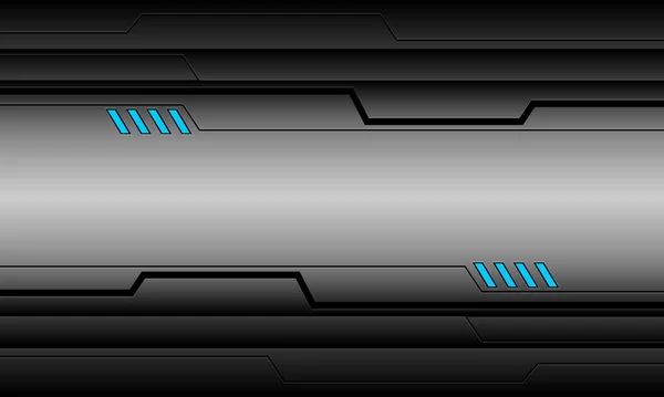 Abstracto Plata Cyber Negro Línea Circuito Sombra Azul Luz Poder — Vector de stock