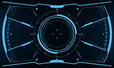 HUD bilim kurgu arayüzü mavi geometrik tasarım sanal gerçeklik teknolojisi yaratıcı ekran vektörü