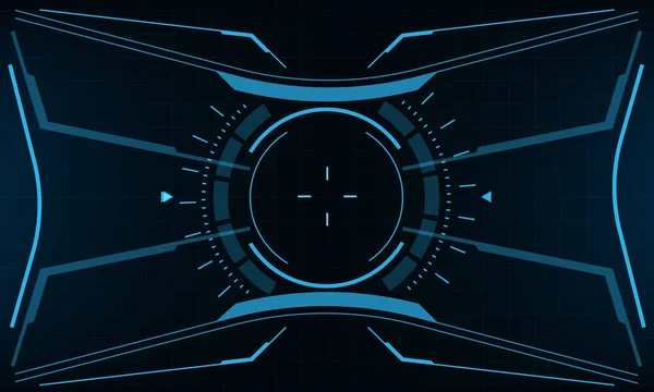 Hud科幻界面屏幕视图蓝色几何设计虚拟现实未来主义技术创意显示向量 — 图库矢量图片