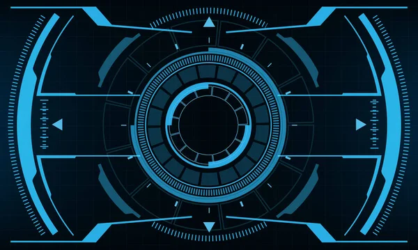 Hud Научно Фантастический Интерфейс Экрана Просмотра Голубой Геометрический Дизайн Виртуальной — стоковый вектор