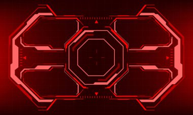 HUD bilim kurgu arayüzü görüntüsü kırmızı geometrik tasarım sanal gerçeklik gelecekteki teknoloji yaratıcı ekran vektörü