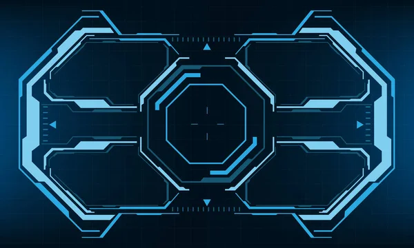 Hud科幻界面屏幕视图蓝色几何设计虚拟现实未来主义技术创意显示向量 — 图库矢量图片