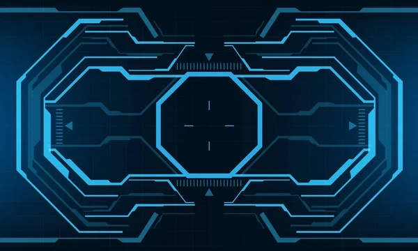 Hud Sci Rozhraní Obrazovka Pohled Modrý Osmiúhelník Geometrický Design Virtuální — Stockový vektor