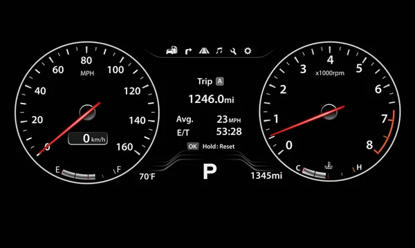Car Dashboard Speedmeter Technology Design Modern Futuristic Boack Background Vector — Stock Vector