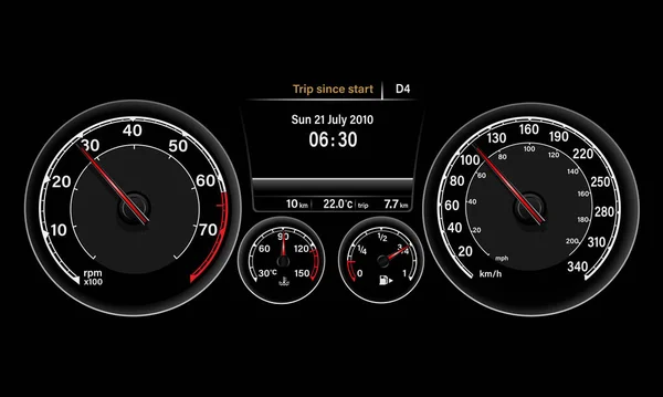 Car Dashboard Speedmeter Technologie Ontwerp Moderne Futuristische Boack Achtergrond Vector — Stockvector