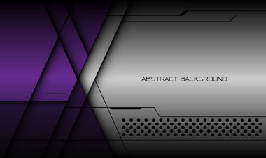 Soyut metalik, mor, siber, siyah çizgi çemberi, gölge geometrik, boş uzay dizaynı, modern, fütüristik teknoloji yaratıcı arka plan vektörü.