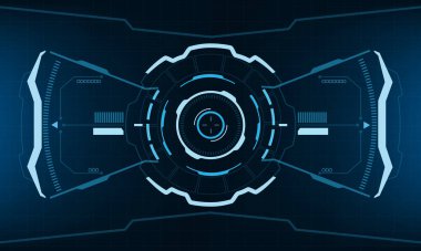 HUD bilim kurgu arayüzü mavi geometrik tasarım sanal gerçeklik teknolojisi yaratıcı ekran vektörü