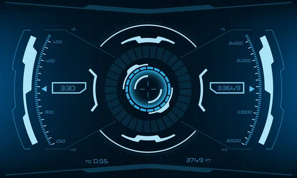 Hud Научно Фантастический Интерфейс Экрана Просмотра Голубой Геометрический Дизайн Виртуальной — стоковый вектор