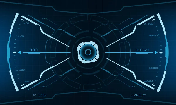 Hud Sci Interfész Képernyő Nézet Kék Geometrikus Tervezés Virtuális Valóság — Stock Vector