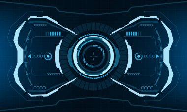 HUD bilim kurgu arayüzü mavi geometrik tasarım sanal gerçeklik teknolojisi yaratıcı ekran vektörü