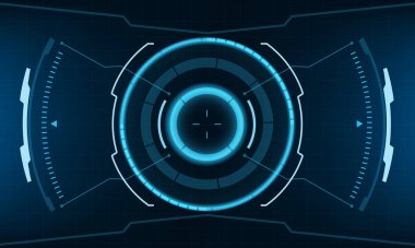 HUD bilim kurgu arayüzü mavi geometrik tasarım sanal gerçeklik teknolojisi yaratıcı ekran vektörü