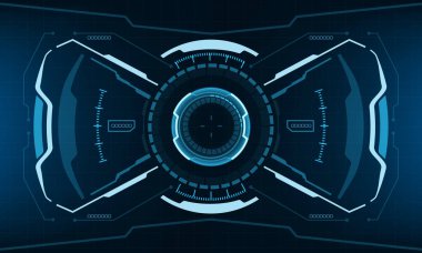 HUD bilim kurgu arayüzü mavi geometrik tasarım sanal gerçeklik teknolojisi yaratıcı ekran vektörü