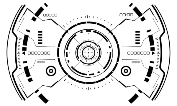 Hud Sci Interface Écran Vue Noir Géométrique Sur Blanc Design — Image vectorielle