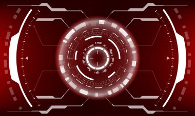 Kırmızı tasarım üzerinde HUD bilim kurgu arayüzü görüntüsü beyaz geometrik sanal gerçeklik fütüristik teknoloji yaratıcı ekran vektörü