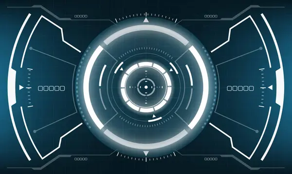 Hud Sci Gränssnitt Skärm Visa Vit Geometrisk Blå Design Virtuell — Stock vektor
